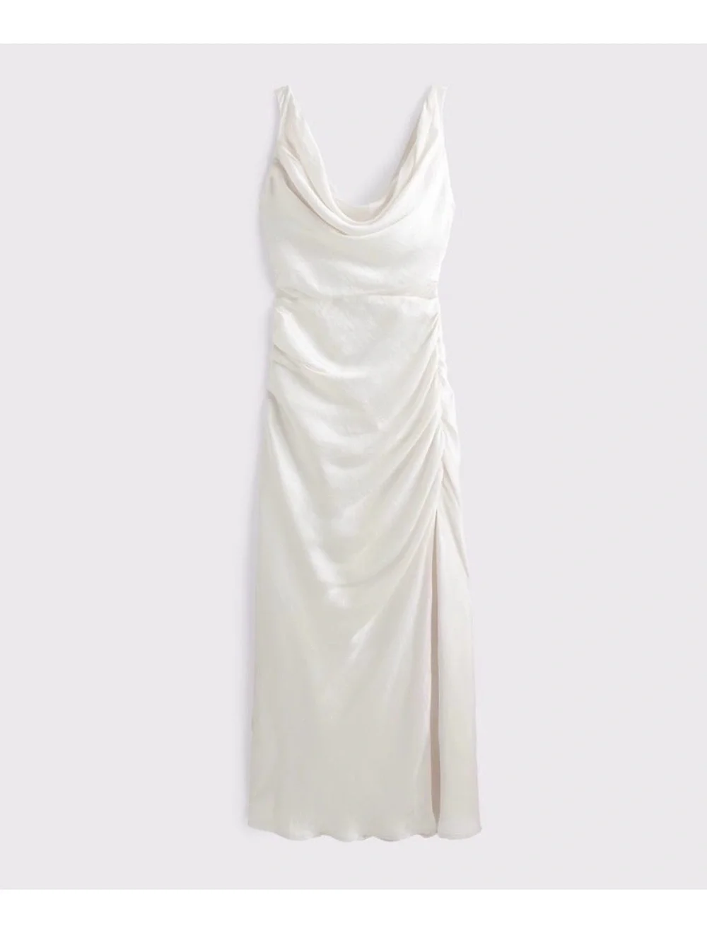 Abercrombie & Fitch Ivory Cowl Neck Maxi Dress with Side Slit